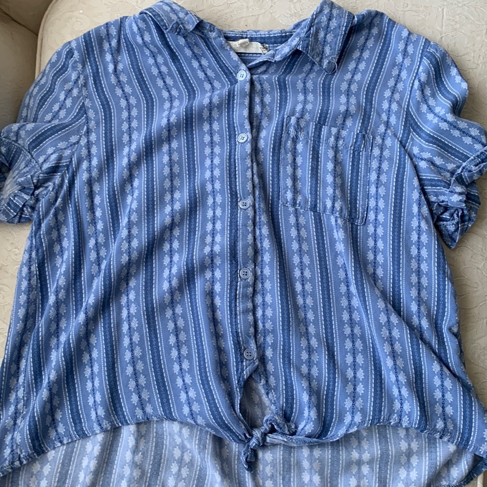 Pink Republic kids blue hawaiian shirt.